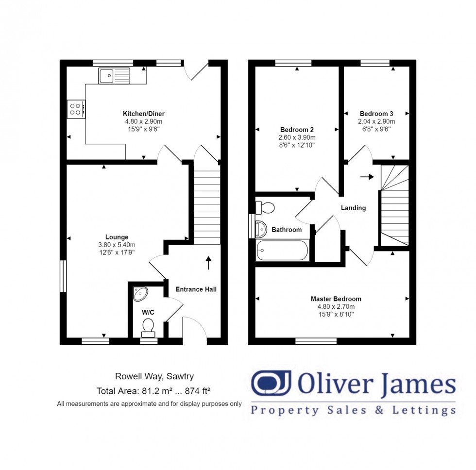 Floorplan for Rowell Way, Sawtry, Huntingdon.