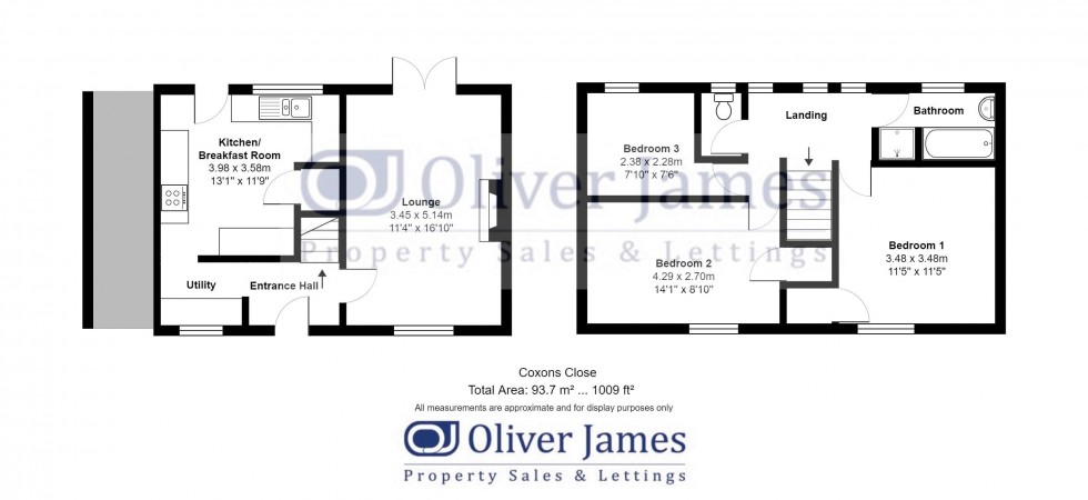 Floorplan for Coxons Close, Huntingdon, Cambridgeshire.