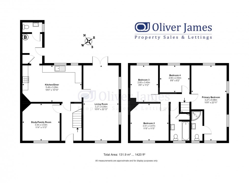 Floorplan for School Lane, Kings Ripton, Huntingdon.