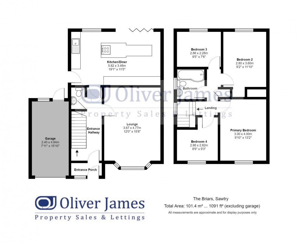 Floorplan for The Briars, Sawtry