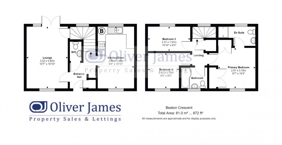 Floorplan for Beaton Crescent, Huntingdon, Cambridgeshire.