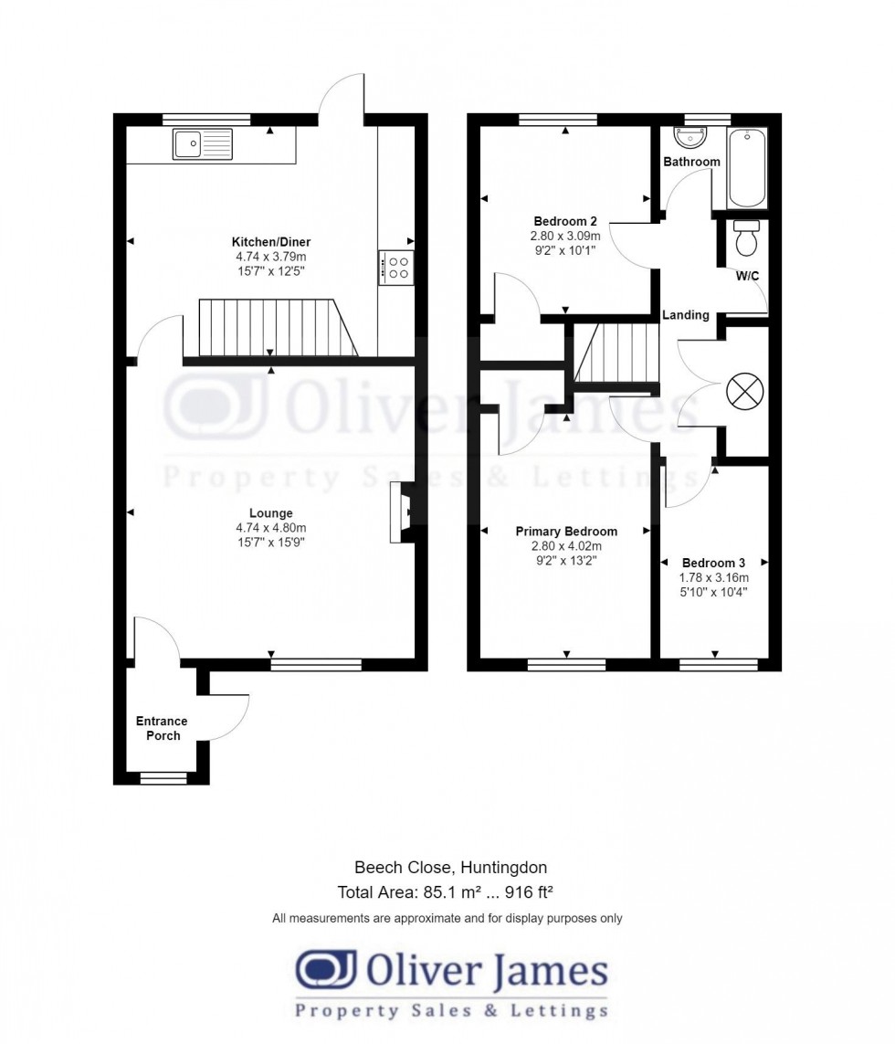 Floorplan for Beech Close, Huntingdon