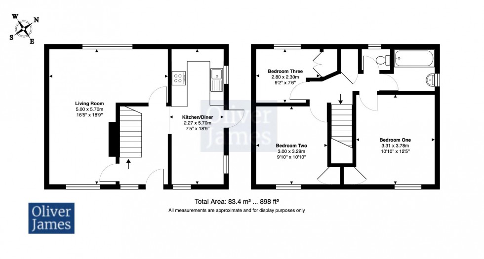 Floorplan for Belle Isle Crescent, Brampton, Huntingdon.