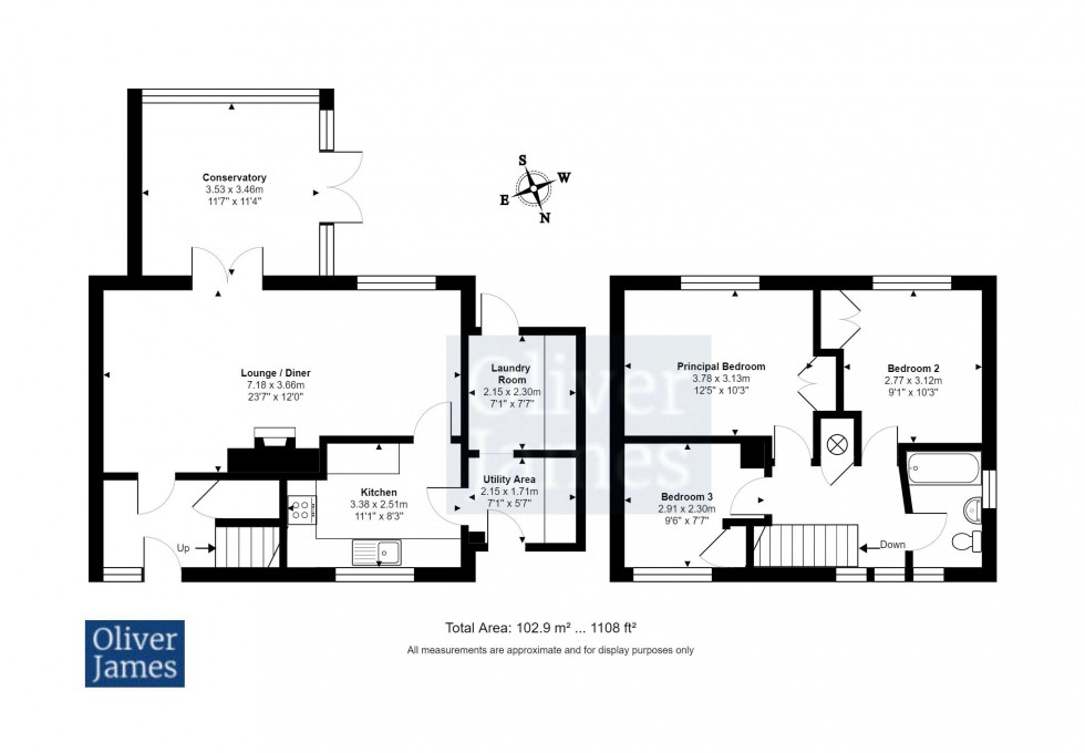 Floorplan for Belle Isle Crescent, Brampton, Huntingdon.