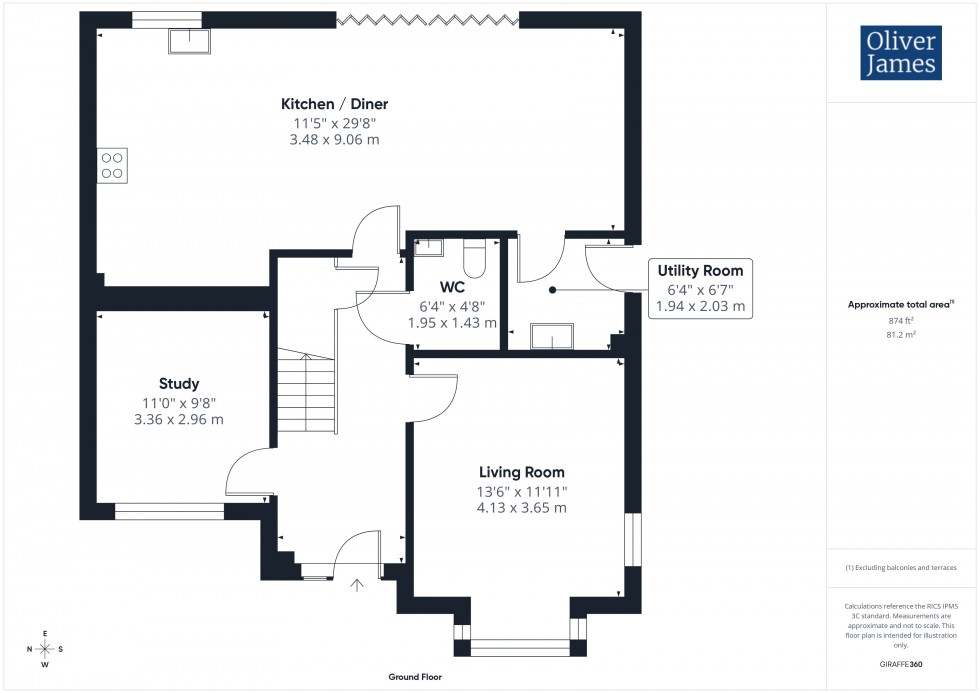 Floorplan for Clarke Crescent, Sawtry, PE28