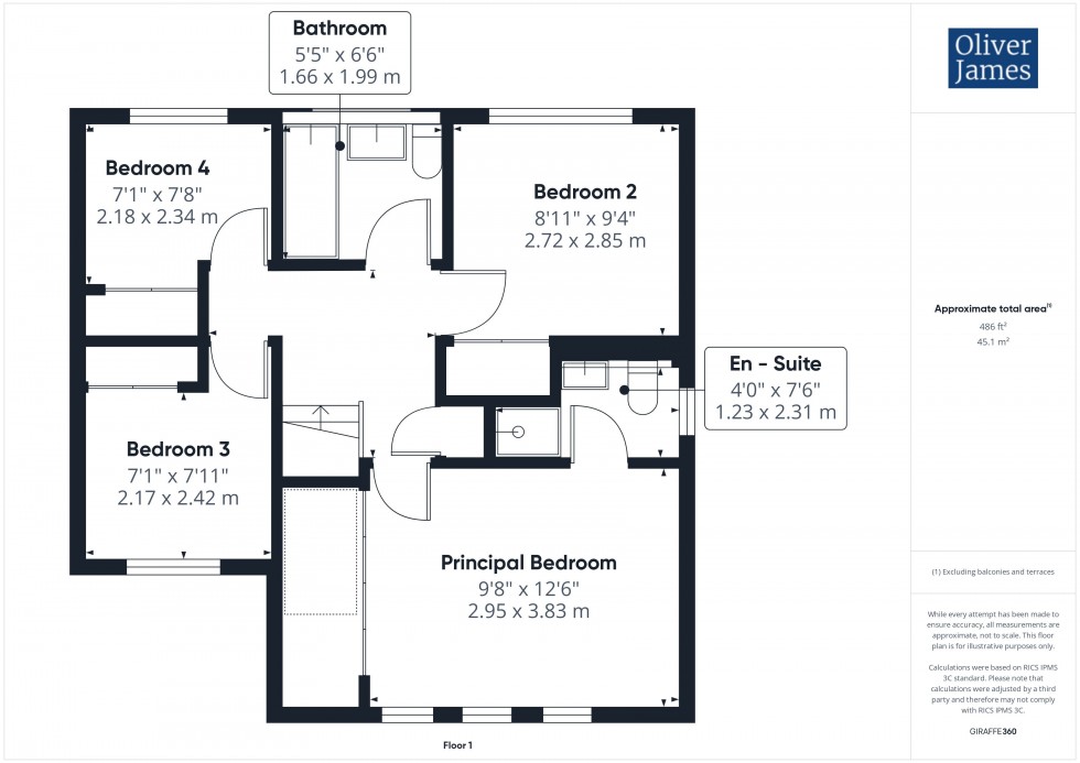 Floorplan for Dartmoor Drive, Huntingdon, PE29