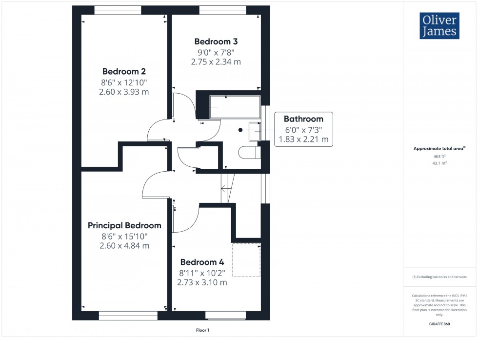 Floorplan for Buckingham Way, Sawtry, PE28